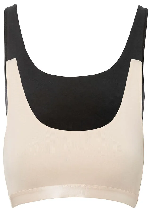 BUSTIER DE ALGODóN ORGáNICO (2 UNIDADES) NEGROBEIGE ARENA